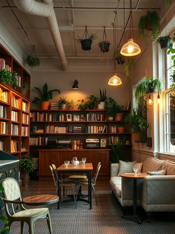 Our cozy space with books and plants